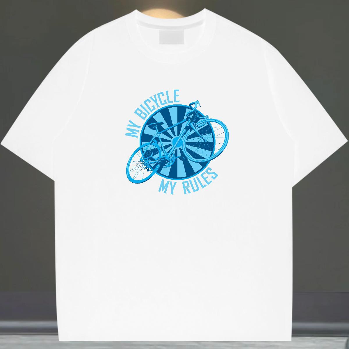 Brand Men Clothes T-Shirt 230g 100% Cotton Street bicycle Custom Print Oversized Breathable Short Sleeve Fashion Men T Shirts Tshirts