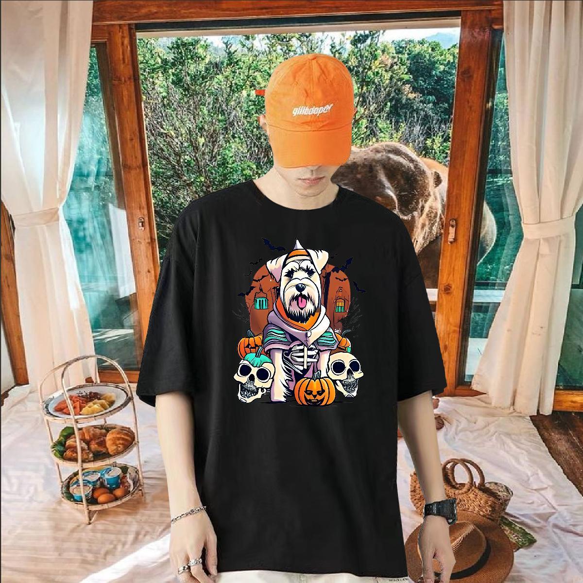 2024 New Men T Shirts 230g Cotton halloween Sport Tops Tees Pure Cotton Popular Men Clothes T-Shirt Cartoon Print