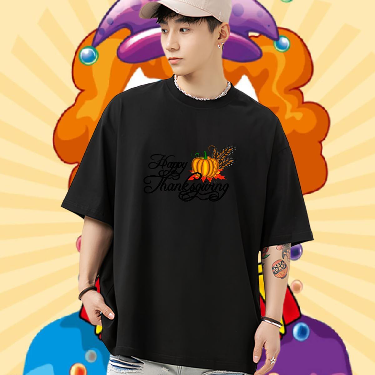 Brand Mens T Shirts 100% Cotton 230g pumpkin Street Wear Tshirts Breathable Short Sleeve Wholesale Men Tops Tees Oversized 3XL 4XL