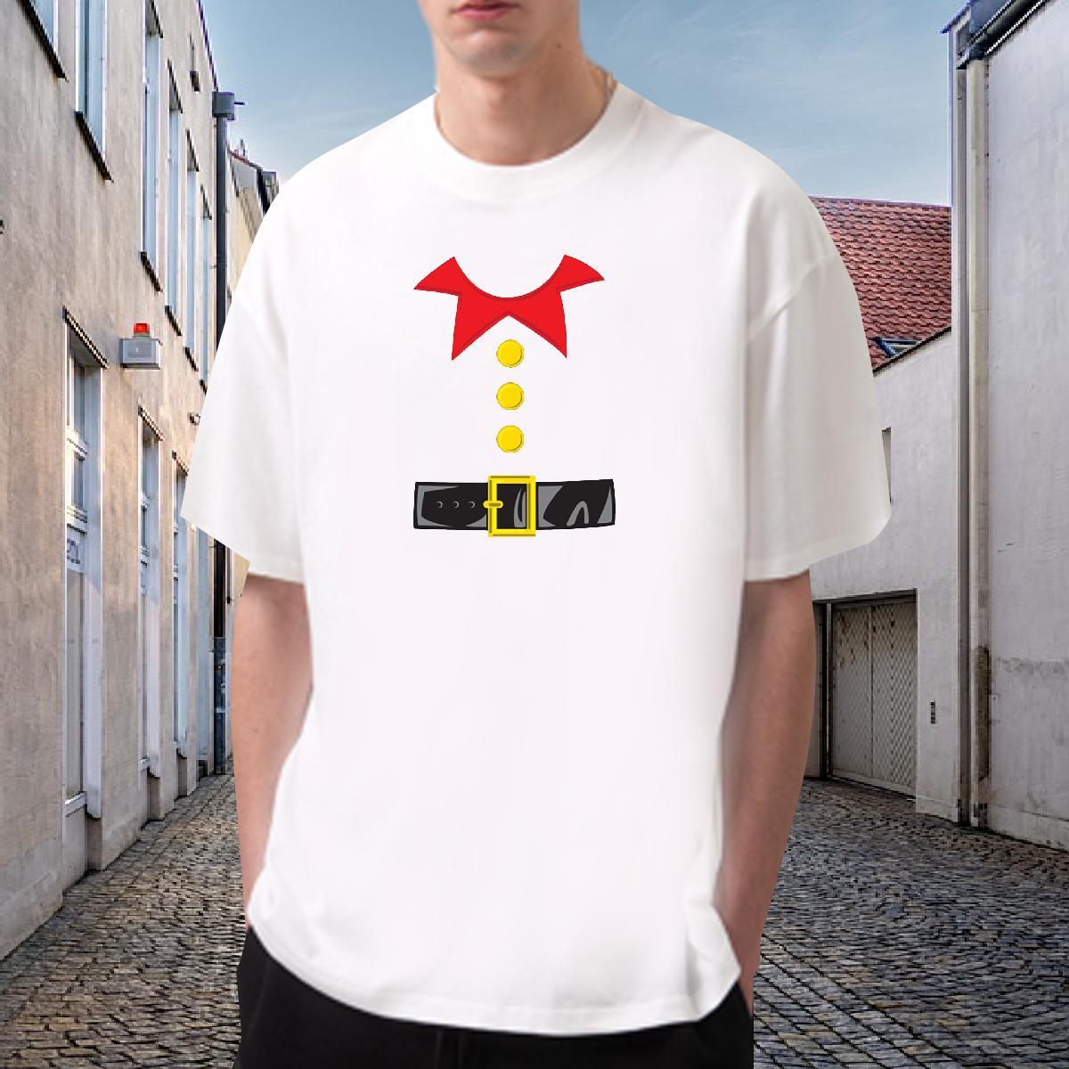 New T shirt 230g Cotton Christmas Anime Printing Street Tops Shirt Crew Neck Loose Fit Men Clothes T-Shirt Black White