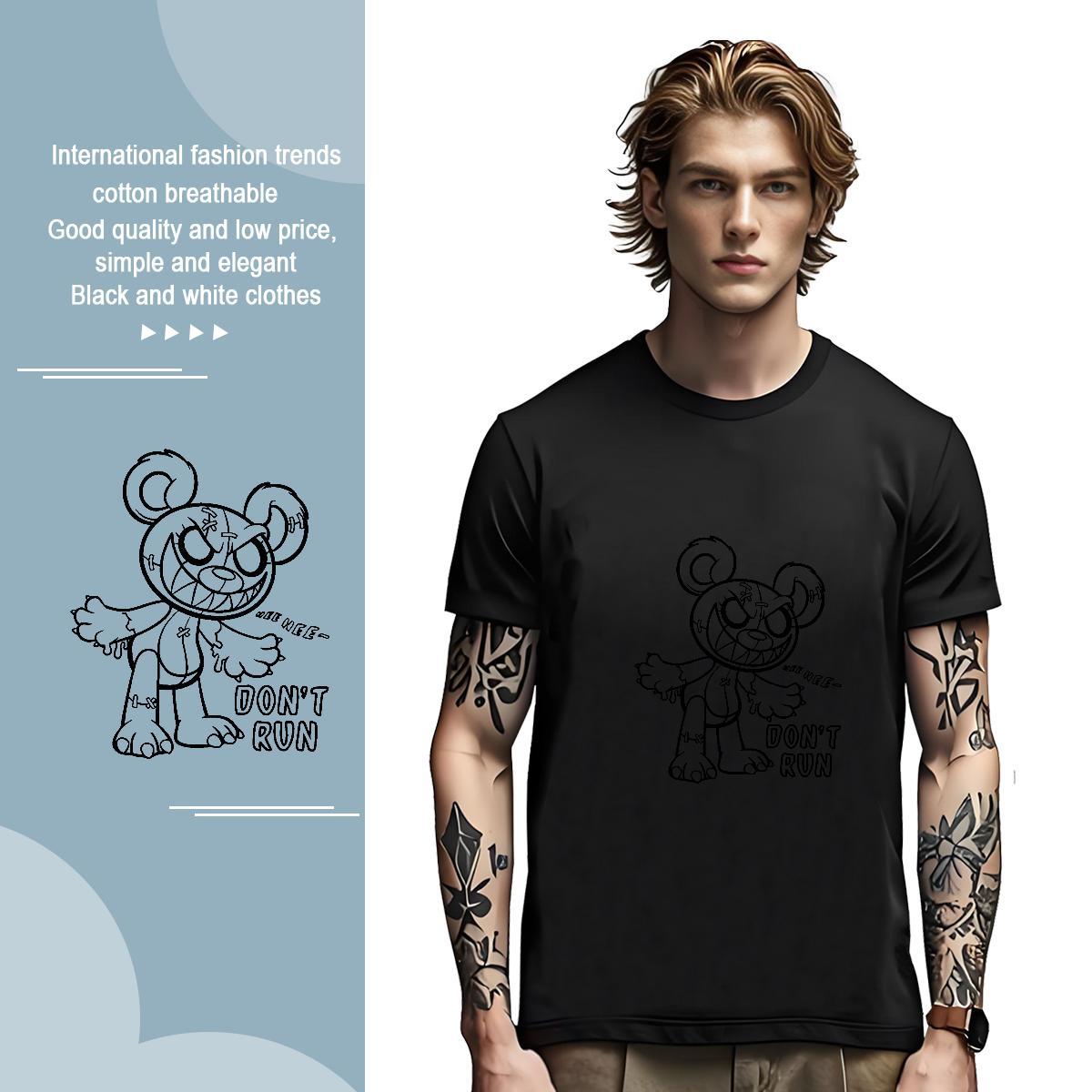 T Shirt For Man 230g Cotton bear Sport Breathable Crew Neck Custom Printed Men Clothes T-Shirt DIY Cool Design Wear
