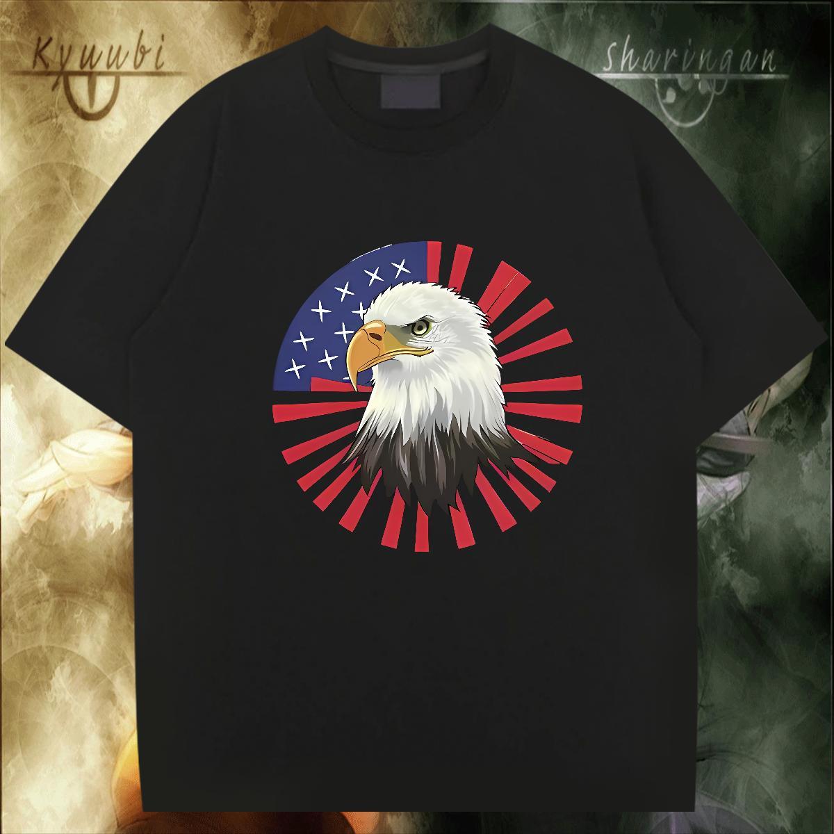 Designer Mens Tshirts 230g 100% Cotton Street Casual eagle Black Oversized Pure Cotton DIY Customized T shirt Top Tees