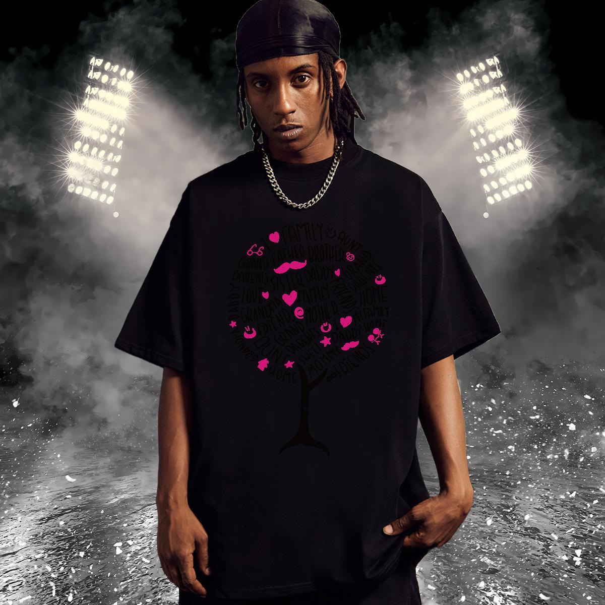 T Shirt For Man 230g Cotton tree Hip Hop Street Crew Neck Floral Print Couples T Shirts Classic TOP Quality Tshirts