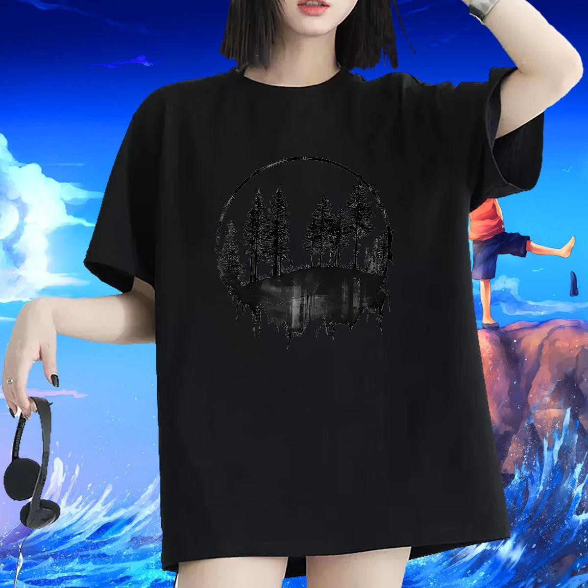 Brand T shirt Breathable Short Sleeve Womens Tshirts Custom Print Oversized tree Casual 100% Cotton 230g New Clothings