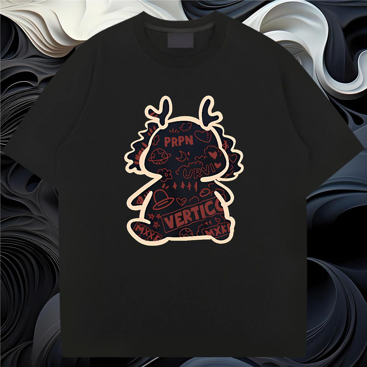 Customized T shirt 230g 100% Cotton dinosaur Anime Printing Street Top Tees Breathable Cool Tshirts Asian Size