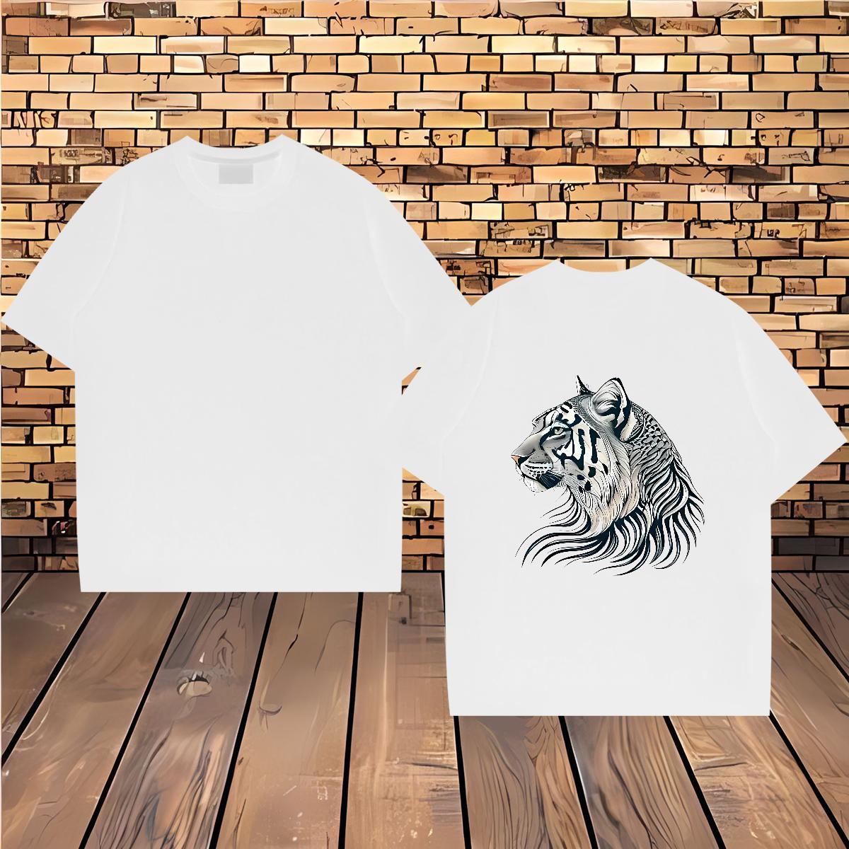 Designer Fashion T-Shirts for Men 230g Cotton tiger Beach Tee Shirt Breathable Short Sleeve High Quality Men Tshirts Skull