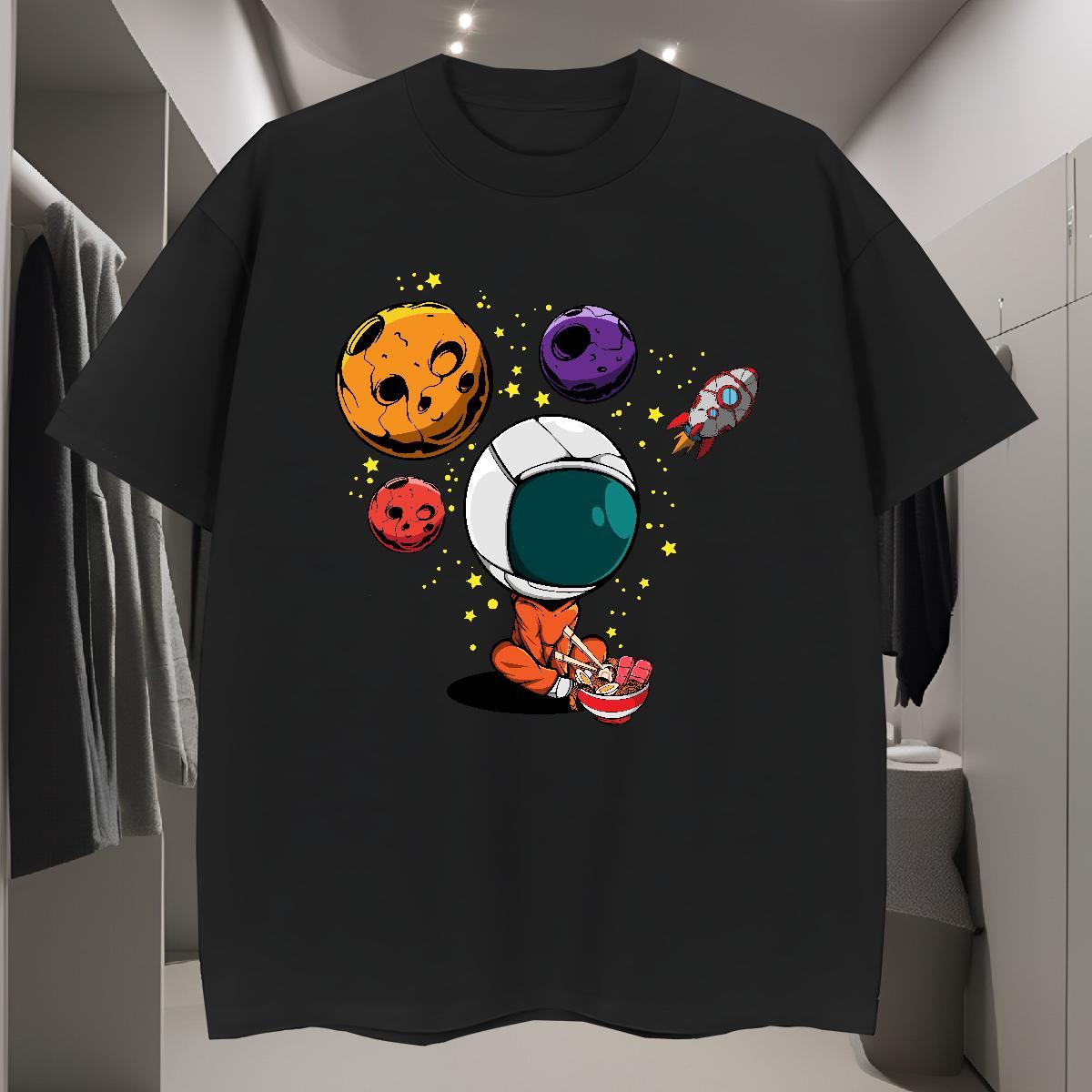 T-Shirts for Men 230g 100% Cotton universe Street Breathable Crew Neck Plus Size Custom Tshirts Fashion Casual Wholesale Tops Shirt