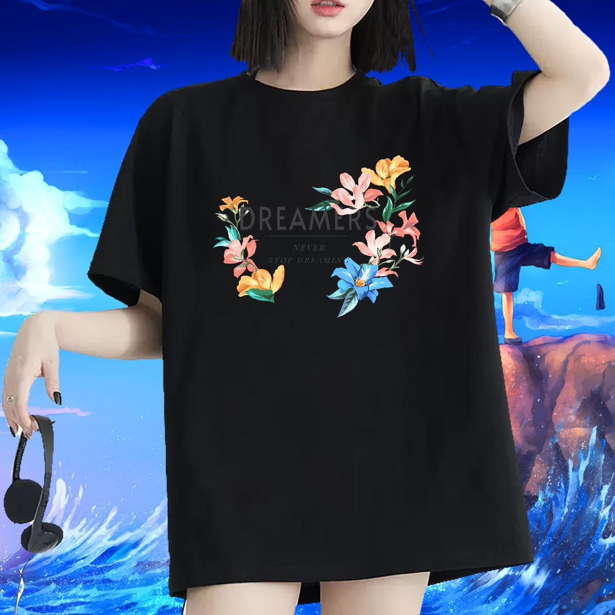 Comfortable Womens T Shirts Breathable Woman Tshirt Skull tree Hip Hop 230g Pure Cotton DIY Clothings