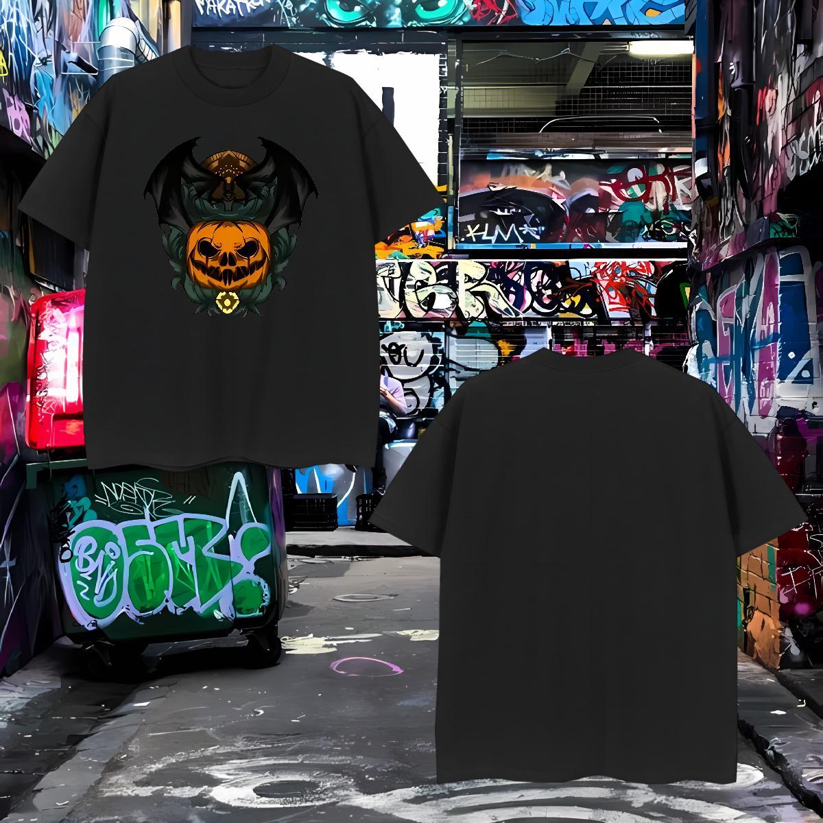 Brand Men Clothes T-Shirt 230g Cotton halloween T Shirt For Man Home Outdoor Breathable Black White Classic Top Tees