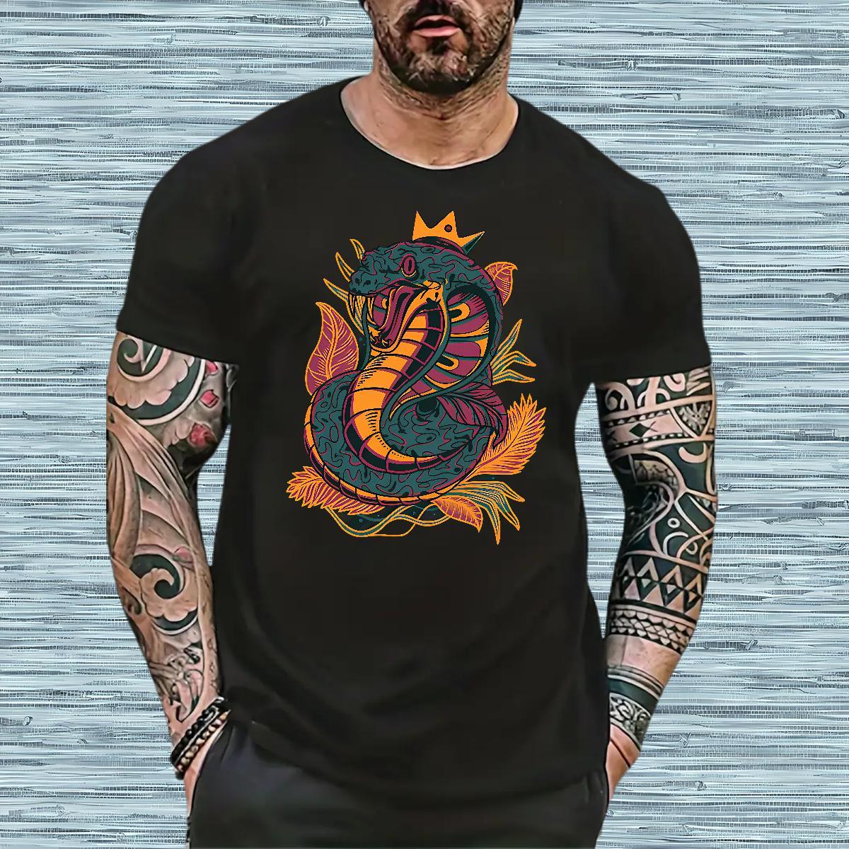 Designer Mens T Shirts 230g 100% Cotton snake Street Wear Breathable Crew Neck Brand Men Tees Custom Print Oversized