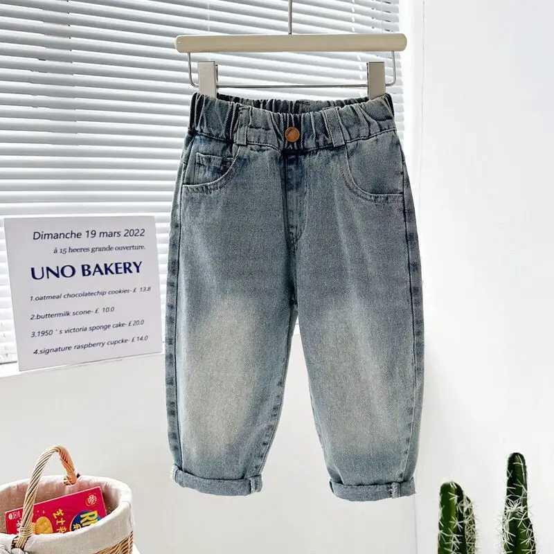 Childrens jeans for spring and autumn childrens casual simple pants for spring boys Korean style pants for spring W240803