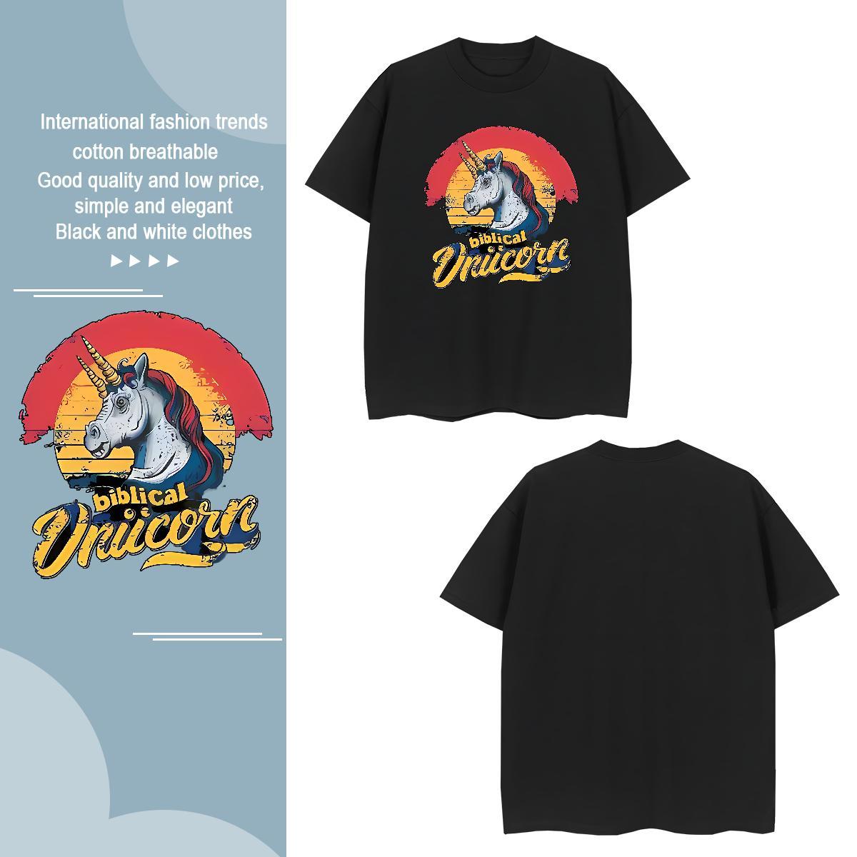 T shirt 230g Cotton horse Outdoor Breathable Crew Neck Cartoon Printing L-4XL Mens Tshirts Customized Wholesale Tops Tees