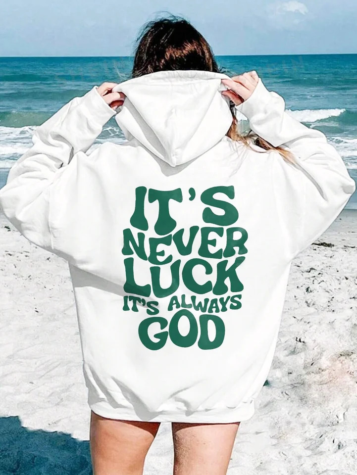 Handheld Flower Back Printed hoodie Womens Autumn And Winter Fashion Versatile White Hooded Hoodie Fleece Sweatshirt 240806