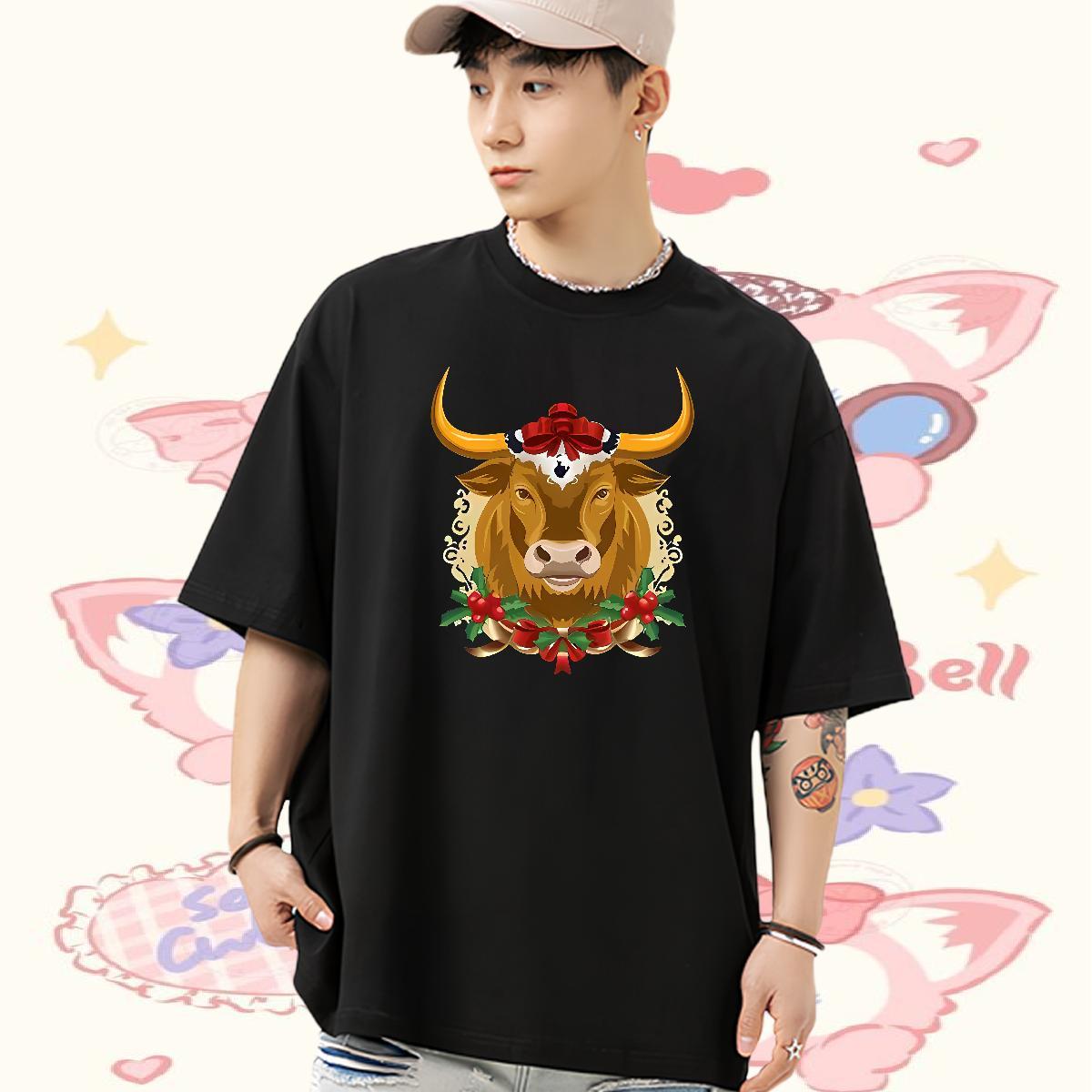 Fashion Mens T Shirts 230g Cotton cow Daily Wear Tops Tees Crew Neck Breathable Popular Men Tees Custom Printing