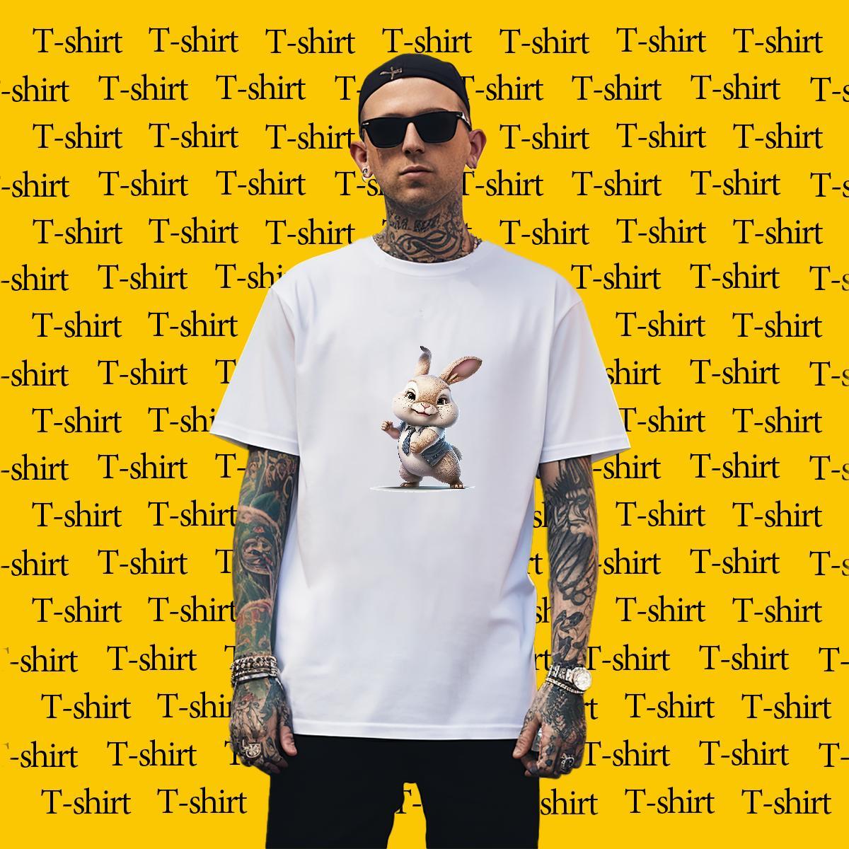 Men T Shirts 230g Cotton rabbit Spring Summer Breathable Short Sleeve Oversized 3XL 4XL Men Tops Tees 2024 Summer Loose Tshirts