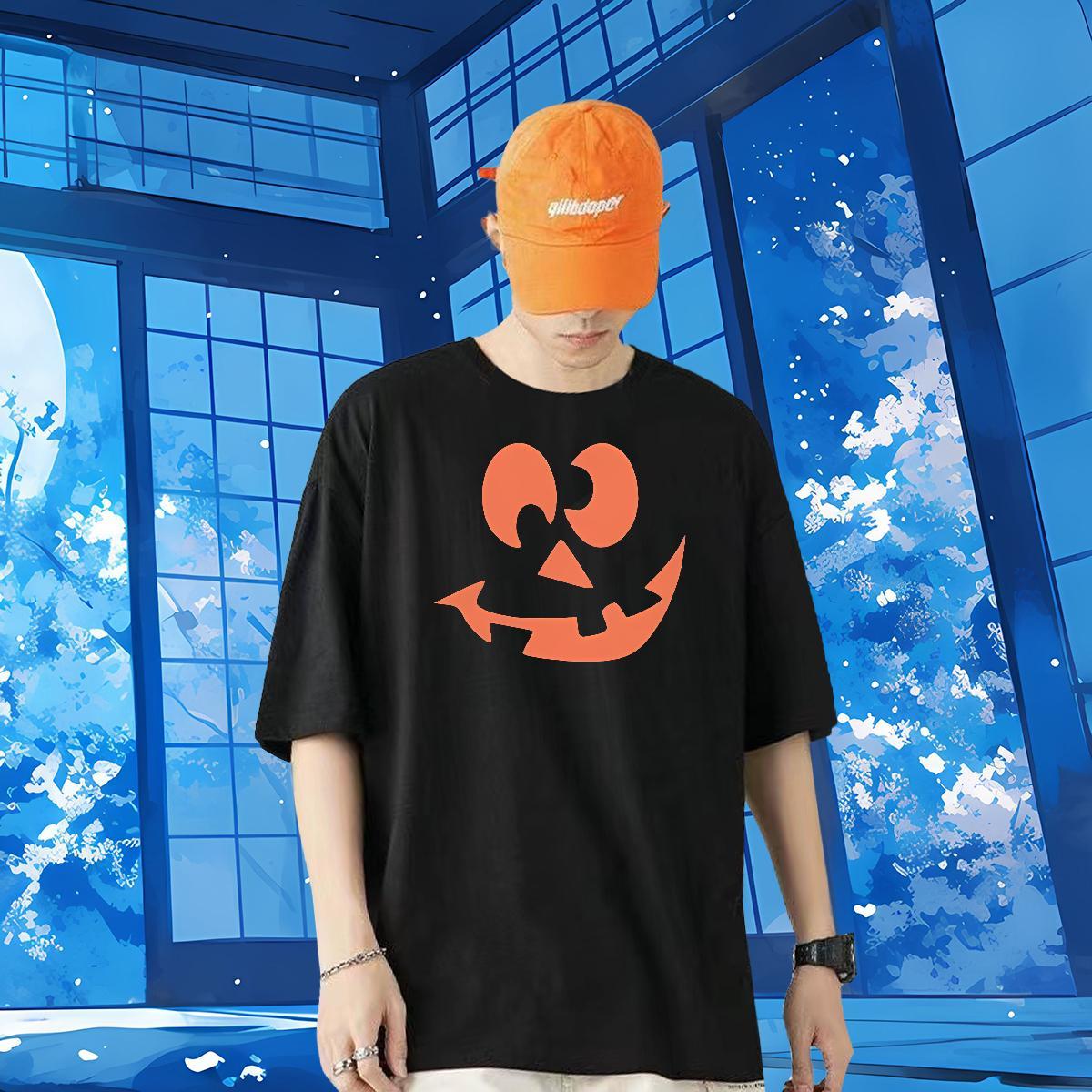 Fashion Men T Shirts 100% Cotton 230g pumpkin Hip Hop Tops Breathable Short Sleeve Soft Men Clothes T-Shirt Customized