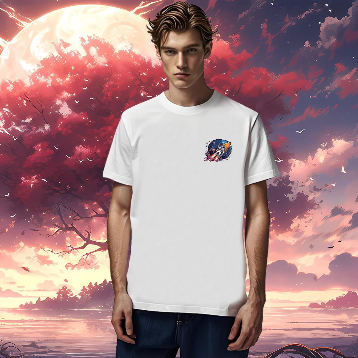 T shirt 230g 100% Cotton cosmonaut Hip Hop Street Breathable Short Sleeve Custom Big Size Men Clothes T-Shirt New Designer Unisex Wear