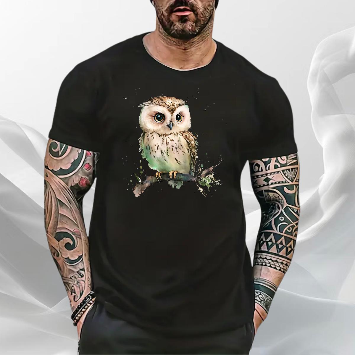 Comfortable Tshirts 100% Cotton 230g Hip Hop Owl Skull O Neck Short Sleeves Classic Mens T Shirts Clothings