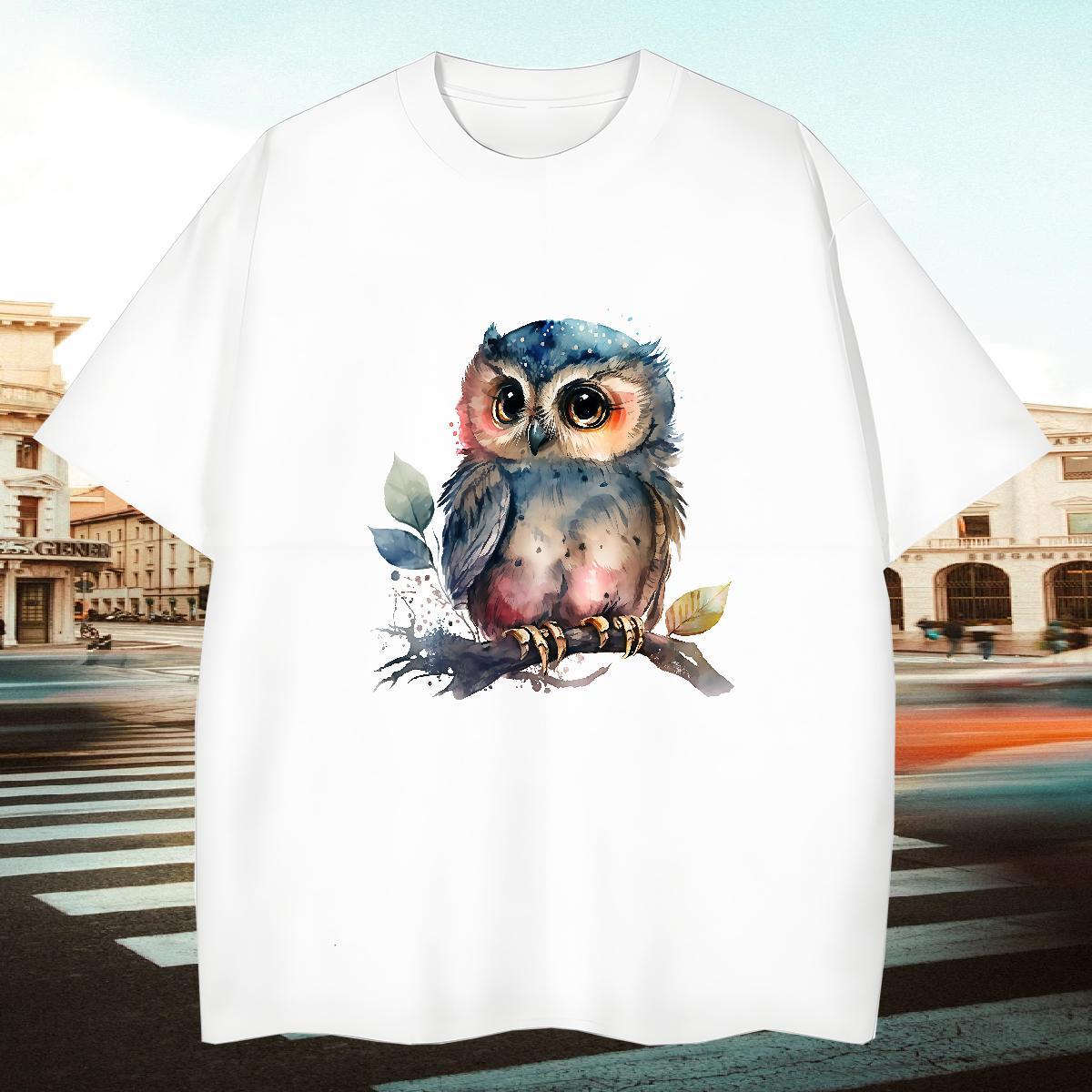 2024 Designer T-Shirts for Men 230g Cotton Owl Street wear Hip Hop Tshirts Breathable Soft Loose Tshirt for Man Woman DIY