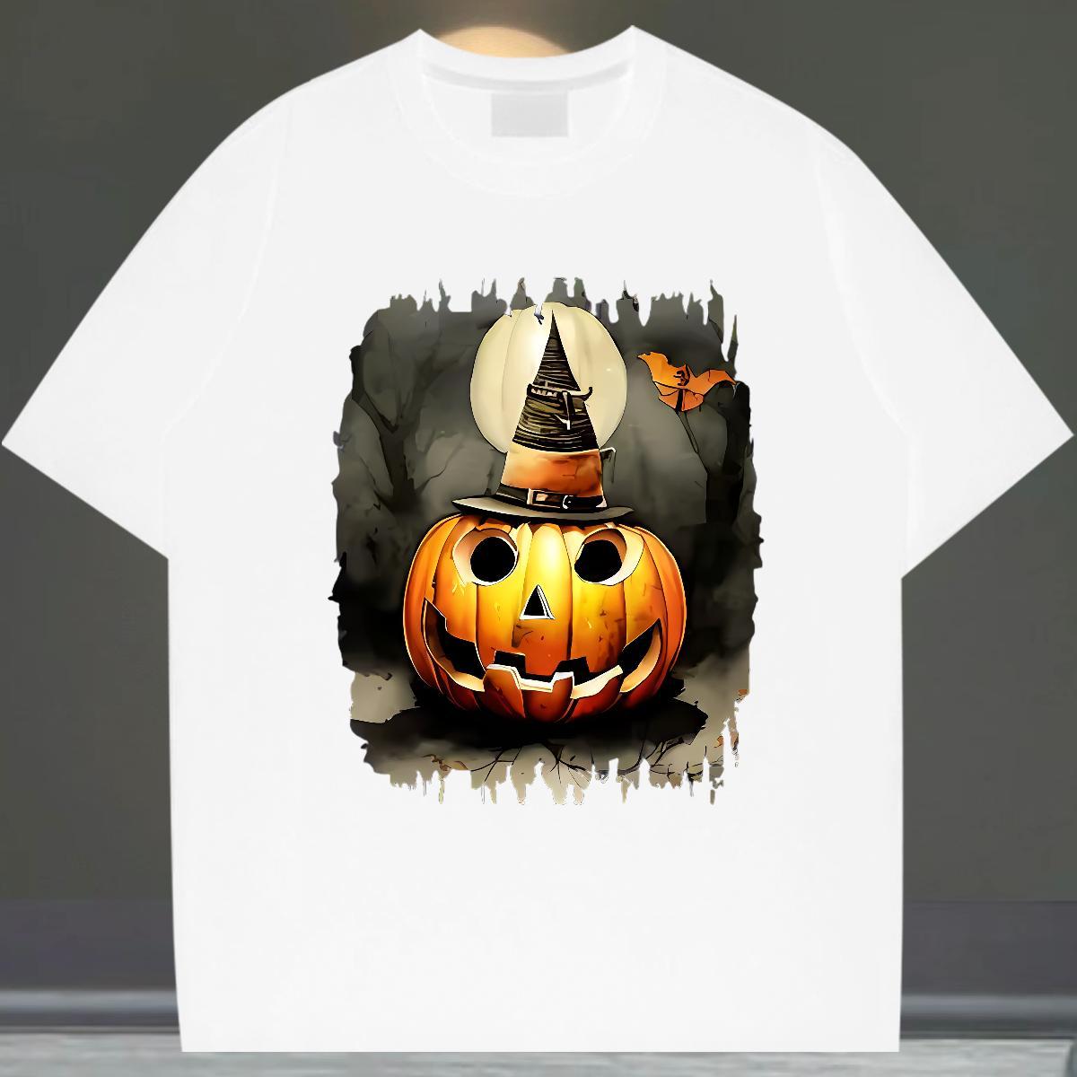 DIY Customized Mens T Shirts 230g 100% Cotton pumpkin Anime Printing Street Polos Short Sleeve O-Neck Designer Men Tshirts Skull