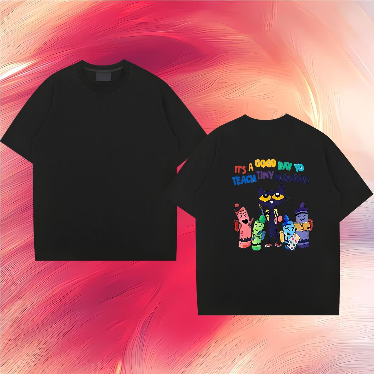 New Arrival T-Shirts for Men 230g 100% Cotton cat Home Outdoor Clothings Breathable Loose Fit Men Tees Oversized