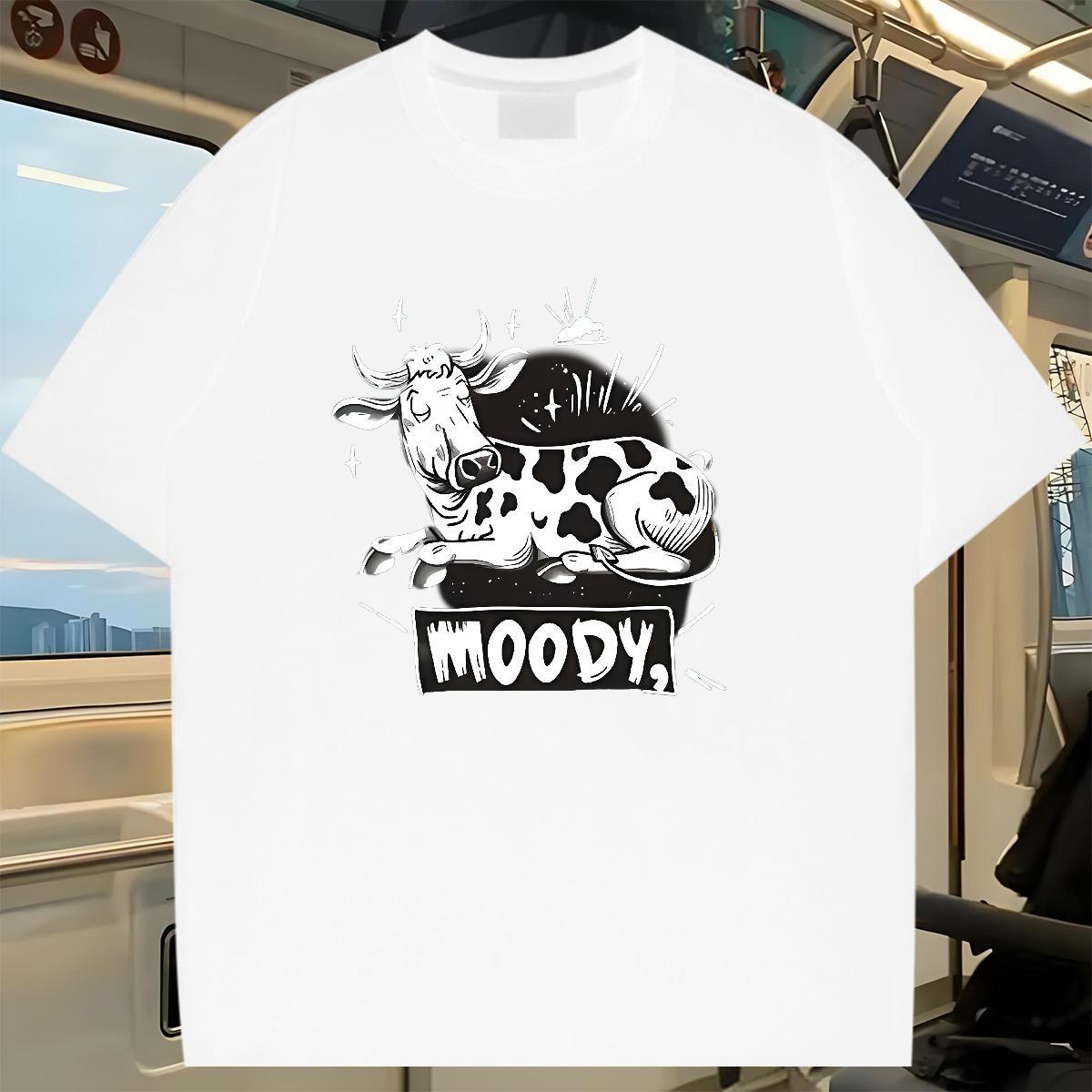 Fashion New Mens T Shirts 230g Pure Cotton cow Sport Tshirts Breathable Unisex Men Clothes T-Shirt DIY Anime