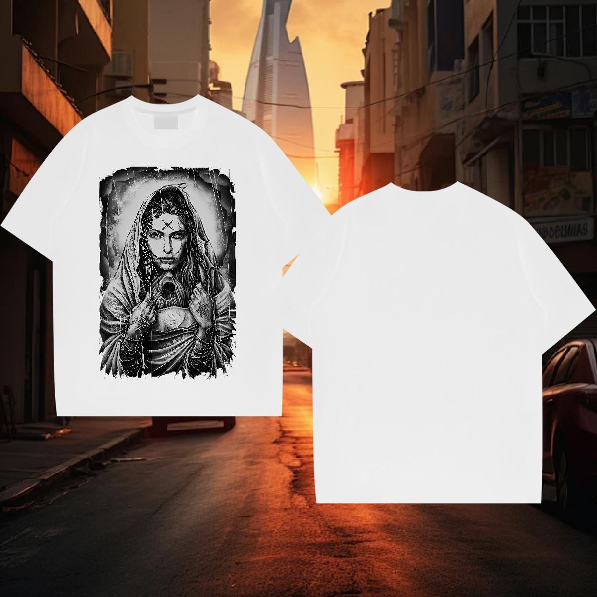 T Shirts Men 100% Cotton 230g nun Street Wear Round Neck Short Sleeve Cartoon Printing L-4XL Men Tees Fashion Design Classic Tshirts