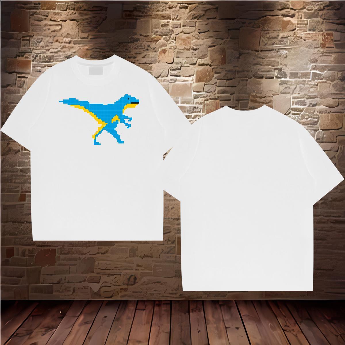 Factory Direct Mens T Shirts 100% Cotton 230g dinosaur Beach Wear Breathable Short Sleeve High Quality Couples T Shirts Custom Big Size