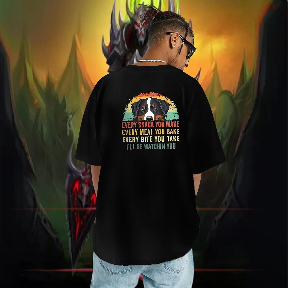 2024 Summer T Shirt For Man 100% Cotton 230g dog Casual Daily Wear Tops Breathable Short Sleeve Loose Fit Men Tees Custom Cartoon