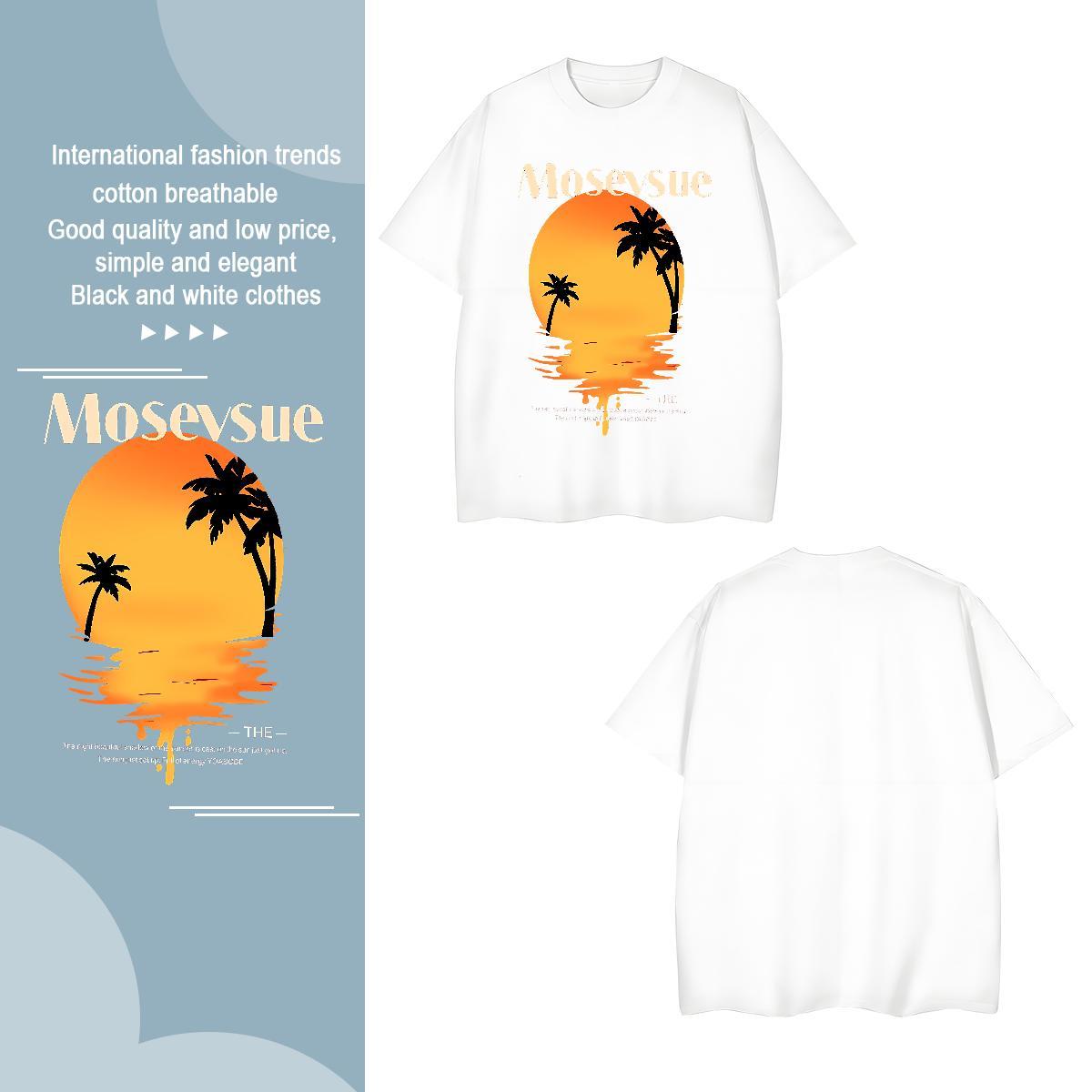 T Shirts Men 100% Cotton 230g tree Hip Hop Street Crew Neck Breathable Anime Men Tshirts DIY Customized Soft Wear