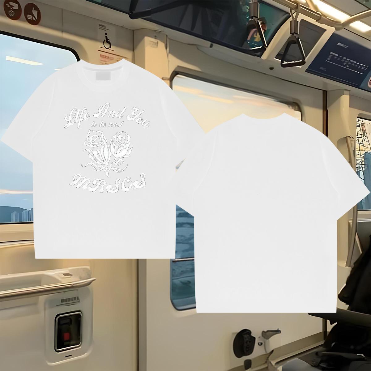 Fashion Design T-Shirts for Men 230g Cotton flower Hip Hop Street Tshirts Breathable Crew Neck Designer Mens Tshirts Asian Size