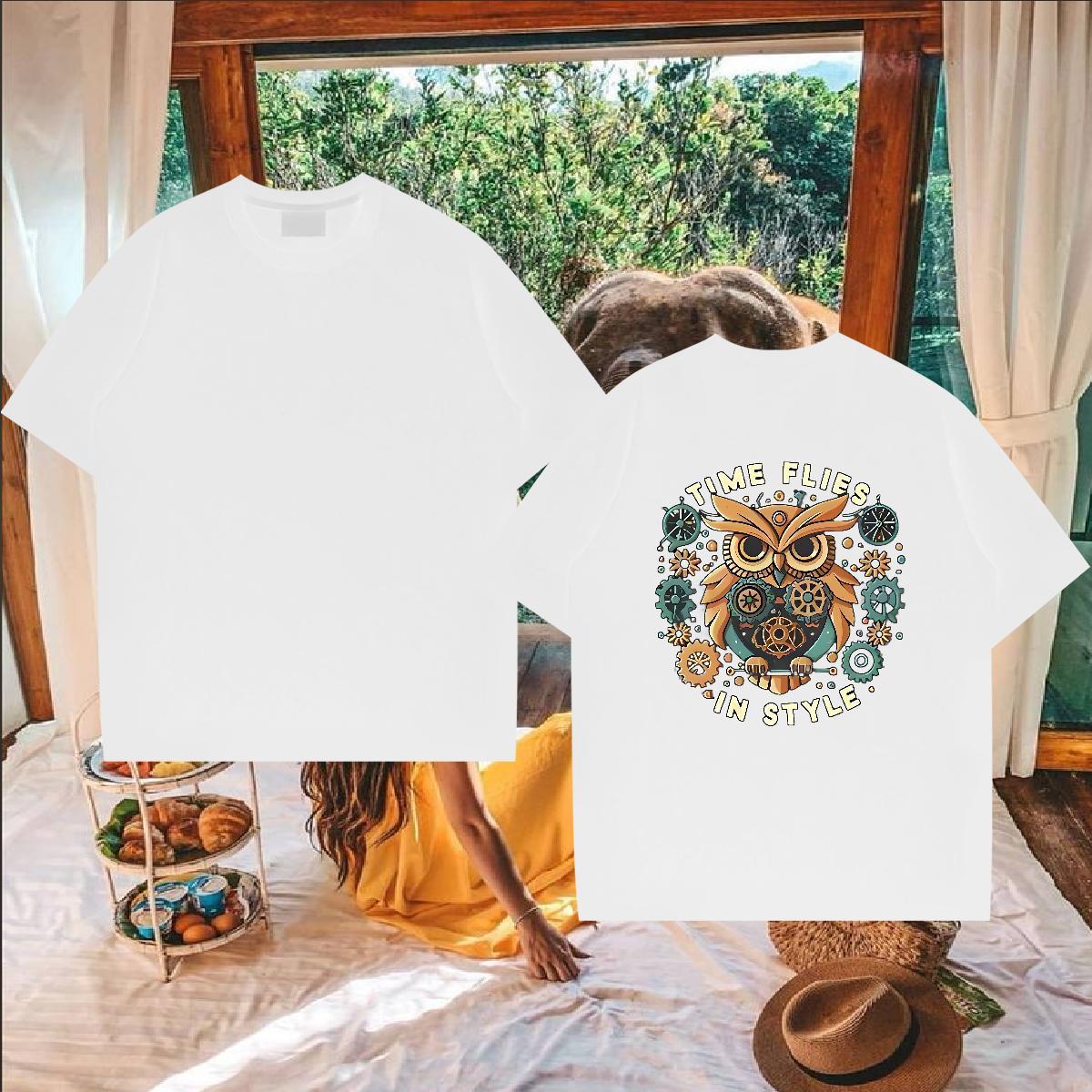 2024 Designer Man T Shirts 230g 100% Cotton eagle Street Casual Tops Shirt Breathable Unisex Tshirts White Plus Size