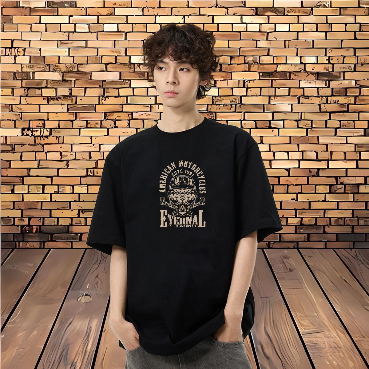 Fashion Casual T-Shirts 230g 100% Cotton Hip Hop Street Tees Pure Cotton Comfortable Tshirts Oversized 4XL