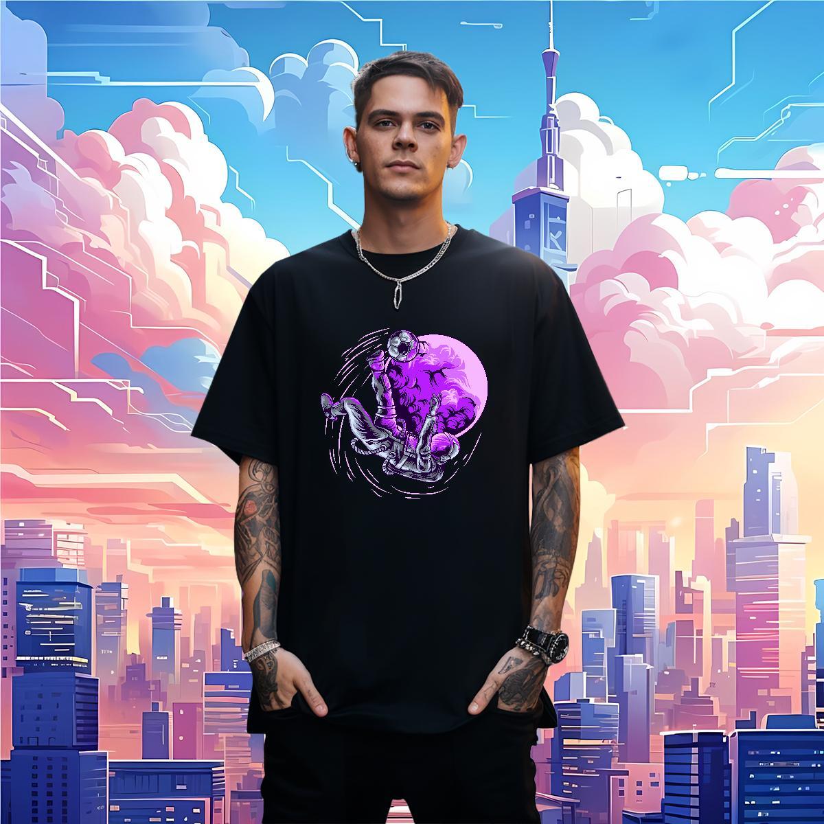 Mens T Shirts 230g 100% Cotton spaceman Street Casual Crew Neck Custom Anime Tshirts Factory Direct Designer Tops Tees