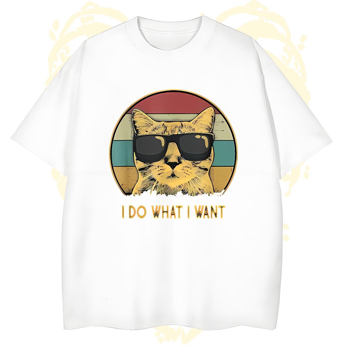 Soft Men Tshirts 230g 100% Cotton cat Mens T Shirts Daily Outfit Breathable DIY Printed 2024 New Top Tees