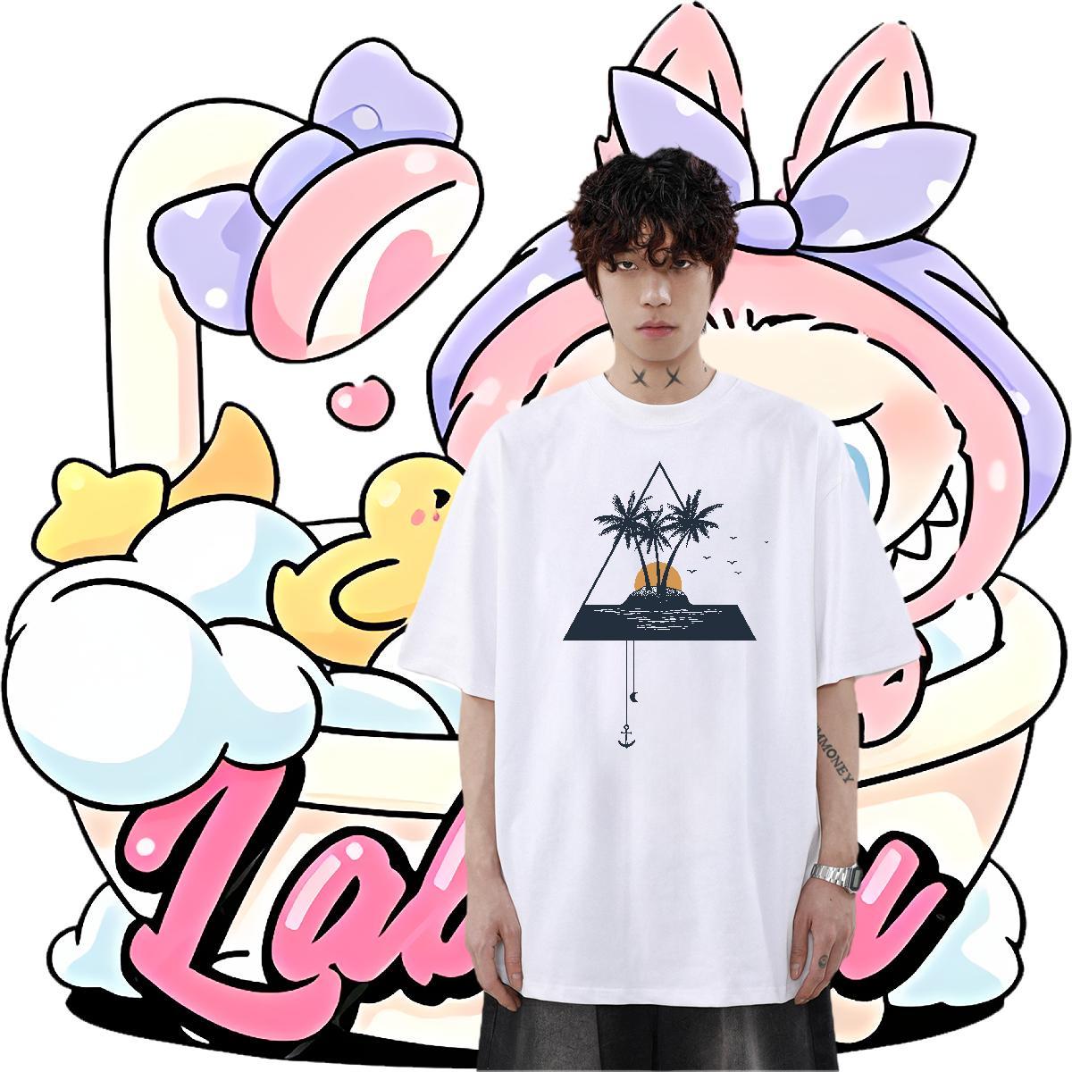 Loose Couples T Shirts 100% Cotton 230g Spring Summer sun Custom Print Plus Size Short Sleeve Soft 2024 New Mens T Shirts Tshirts