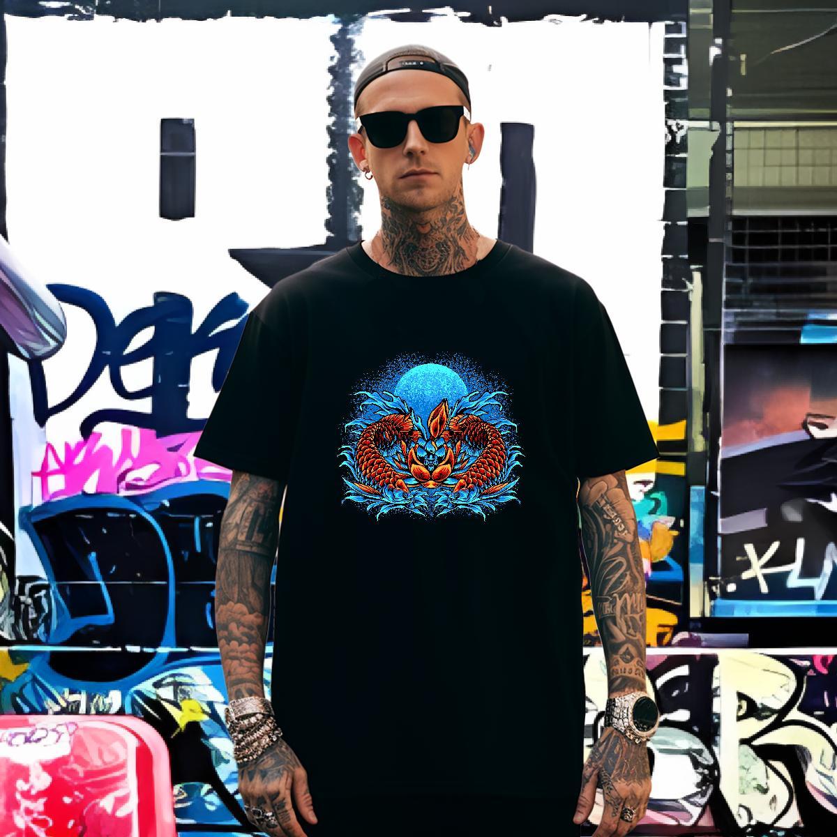 Man T Shirts 230g 100% Cotton High Street Hip Hop Breathable Soft Custom Printing Men Tees Brand Loose Clothings