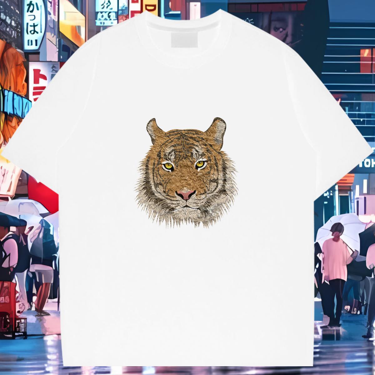 Designer Fashion Men T Shirts 100% Cotton 230g tiger Daily Outfit Tshirts Breathable Soft Loose Couples T Shirts Custom Printing