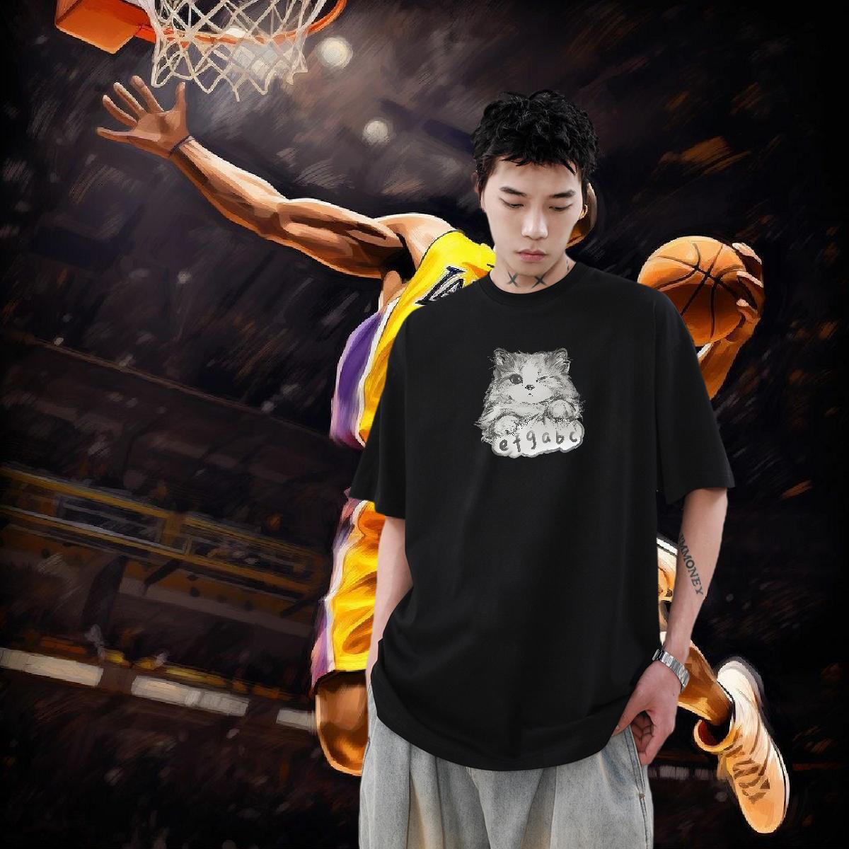 New Arrival Mens T Shirts 230g Cotton cute High Street Hip Hop Clothes Pure Cotton Cool Men Tees DIY Logo Oversized
