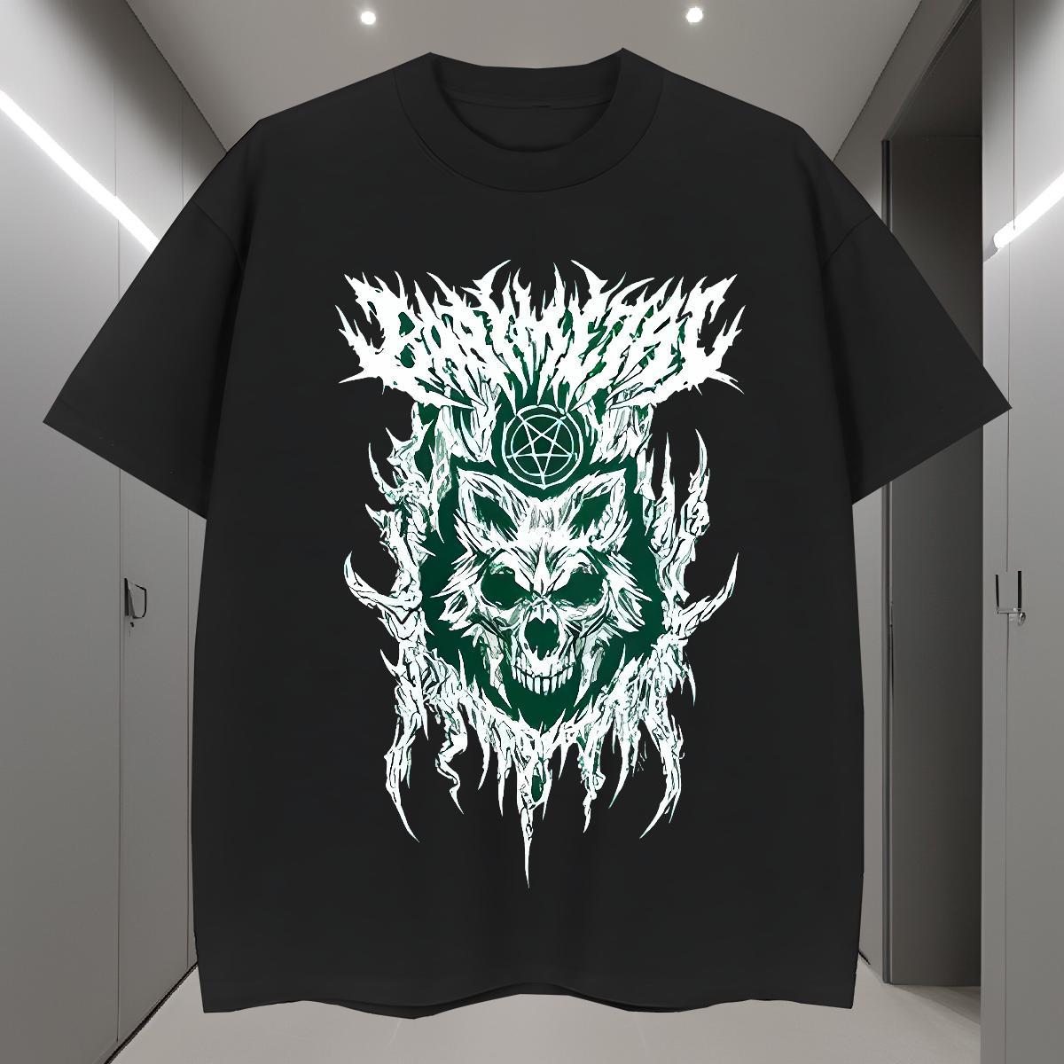 T shirt 230g Cotton wolf Outdoor Short Sleeve Soft Skull Men Tops Tees Stylist Loose Tshirts