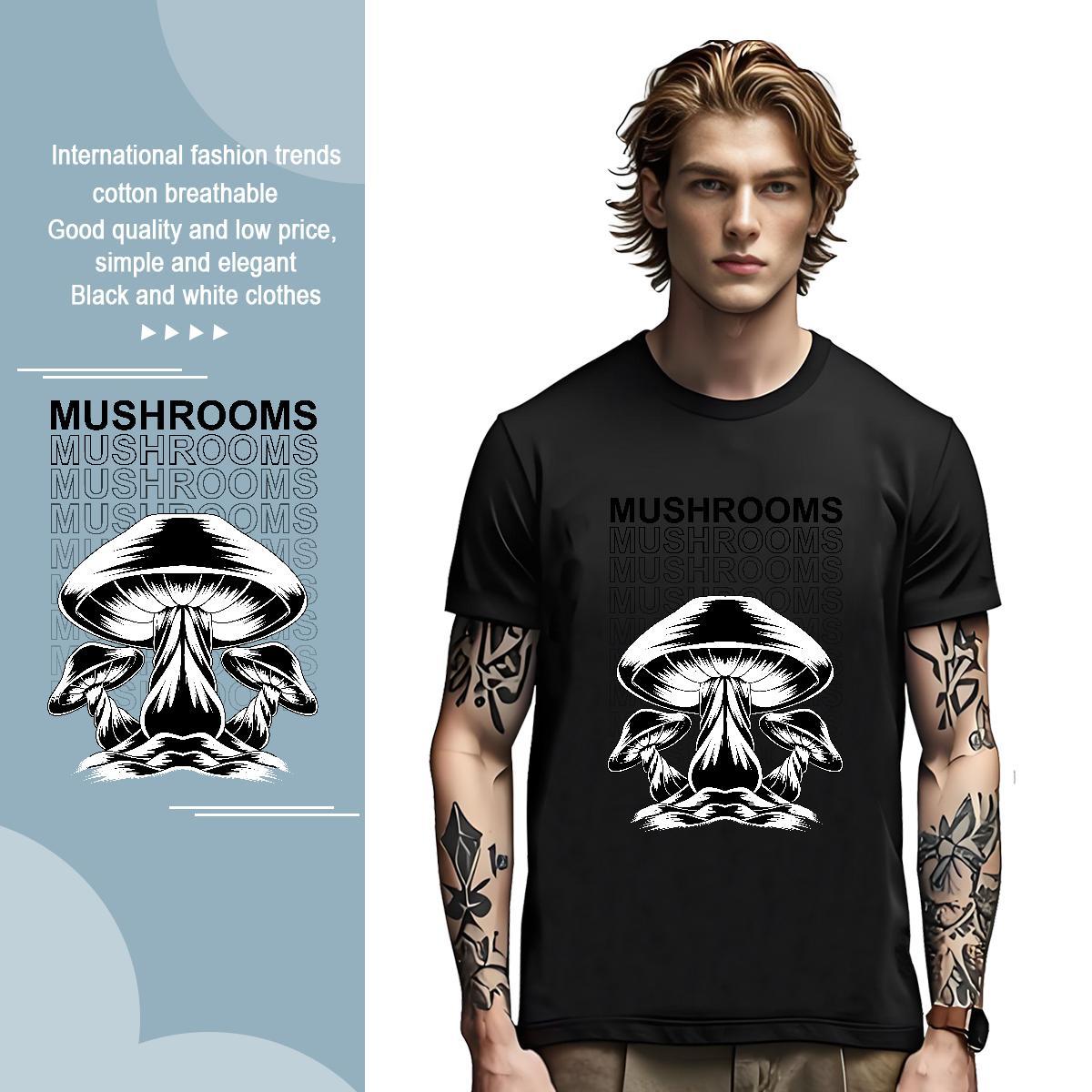 Mens T Shirts 230g Cotton mushroom Spring Summer O Neck Short Sleeves Asian Size Tshirts Stylist Wholesale Tops
