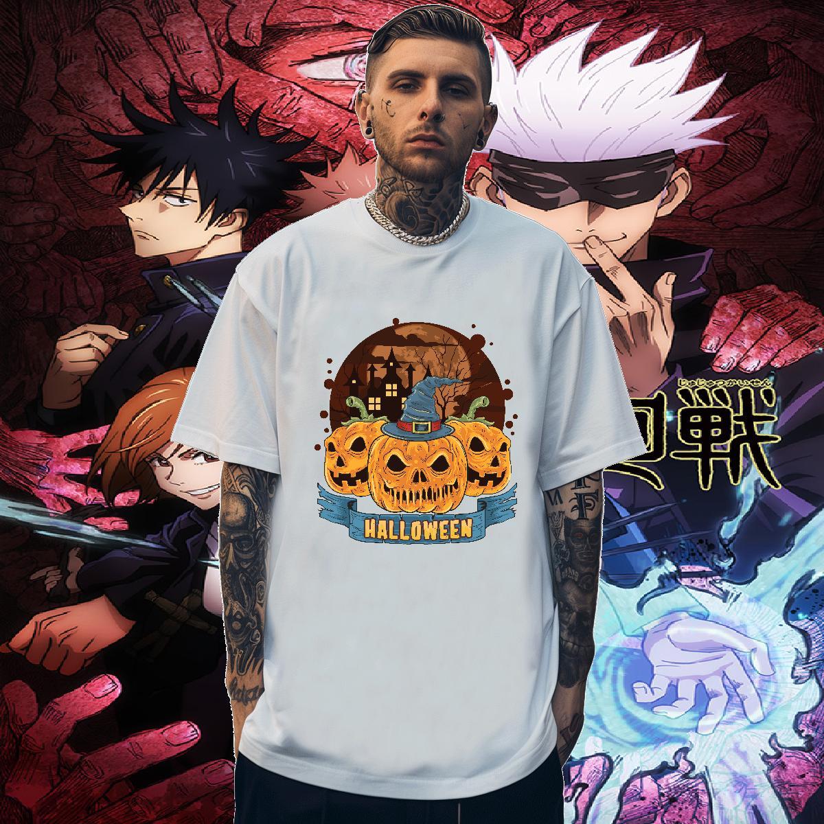 TOP Quality Tshirt for Man Woman 230g 100% Cotton Halloween Man T Shirts Summer Casual Breathable Soft Plus Size Cartoon 2024 DIY Tshirts