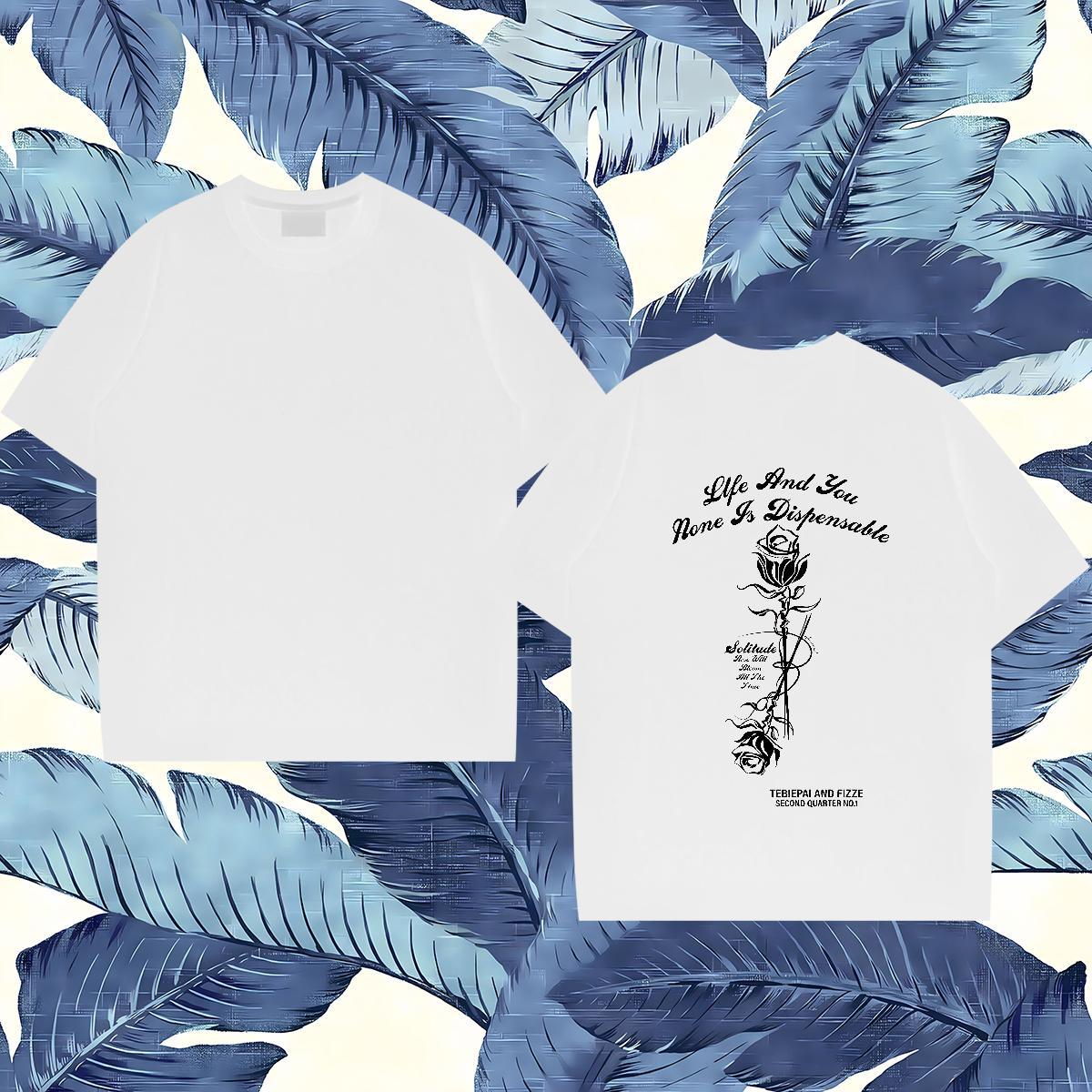 Designer Mens T Shirts 100% Cotton 230g flower Daily Outfit Tops O-Neck Short Sleeve Soft Men Tees DIY Printed