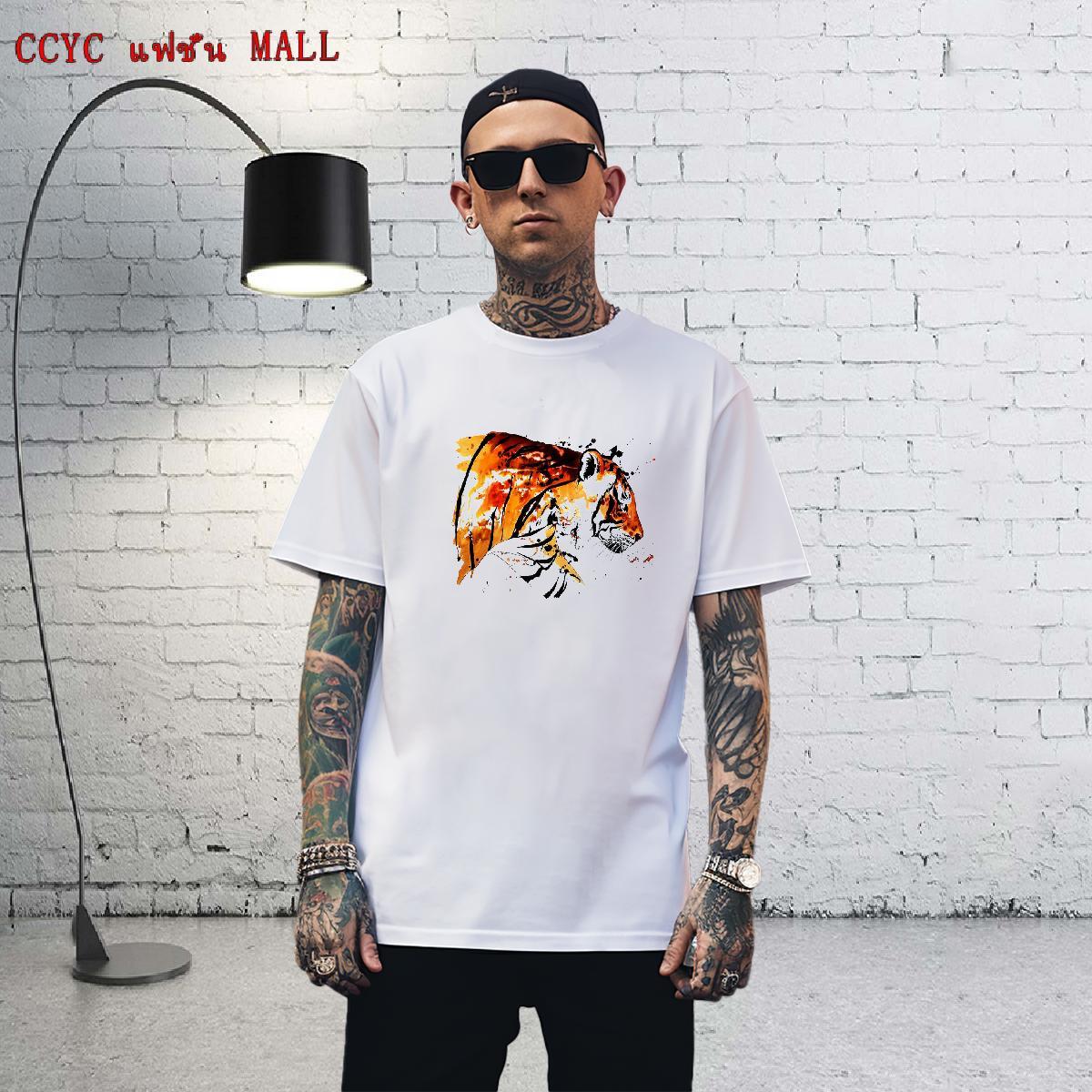 Classic Men Tees 100% Cotton 230g Hip Hop tiger Plus Size Custom Breathable Crew Neck New T-Shirts for Men Polos