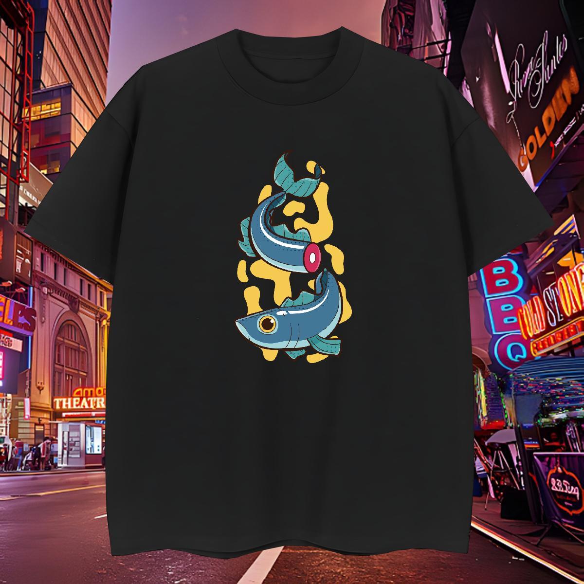 Classic Men Tees 230g Cotton fish Men T Shirts Daily Outfit Round Neck Short Sleeve Custom Anime 2024 Summer Tee Shirt