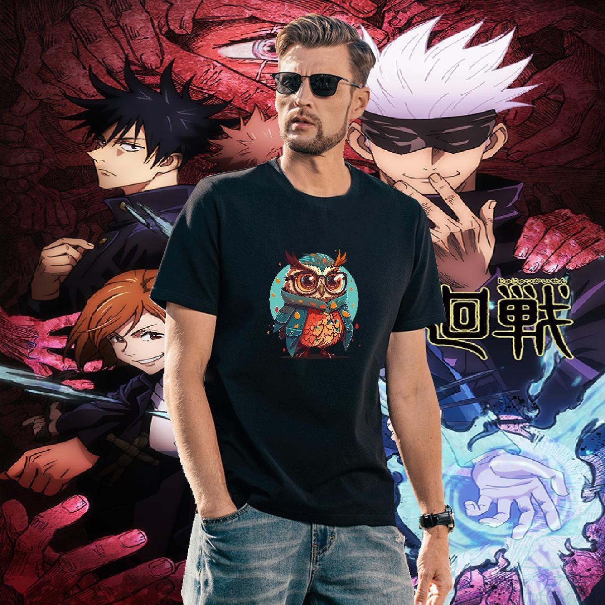 TOP Quality Mens Tshirts 230g Cotton Owl T Shirt For Man Daily Outfit Crew Neck Custom Cartoon Designer Fashion Polos