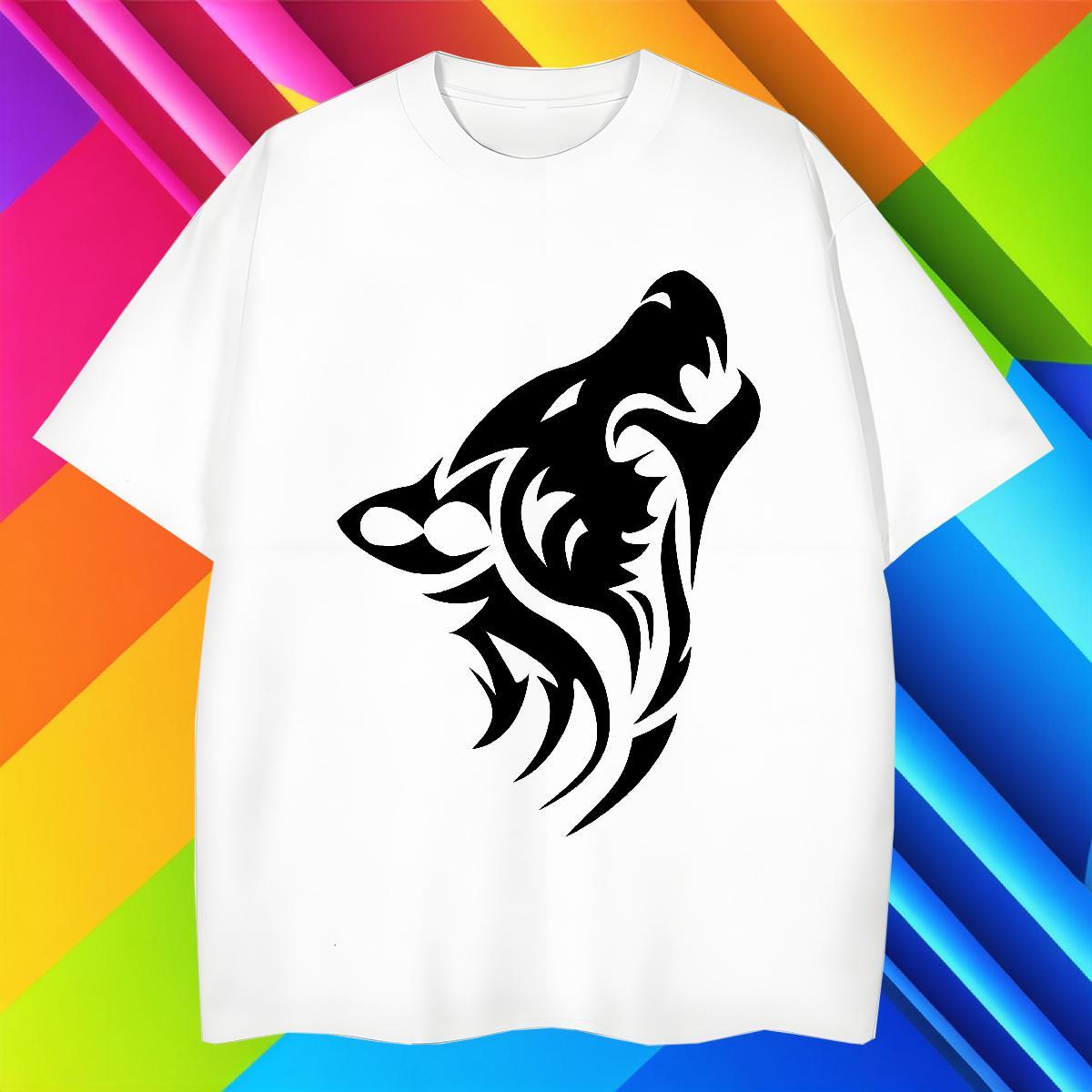 Classic Mens Tshirts 230g Cotton wolf T Shirts Men Outdoor Crew Neck Oversized Stylist Clothings