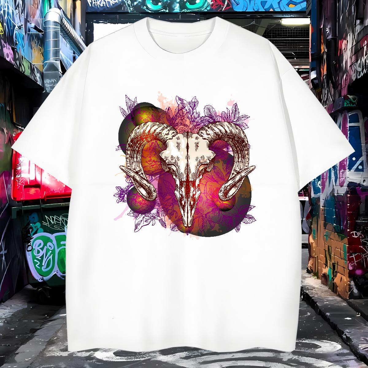 Wholesale T shirt 230g 100% Cotton sheep Beach Wear Breathable Short Sleeve High Quality Men Clothes T-Shirt Anime