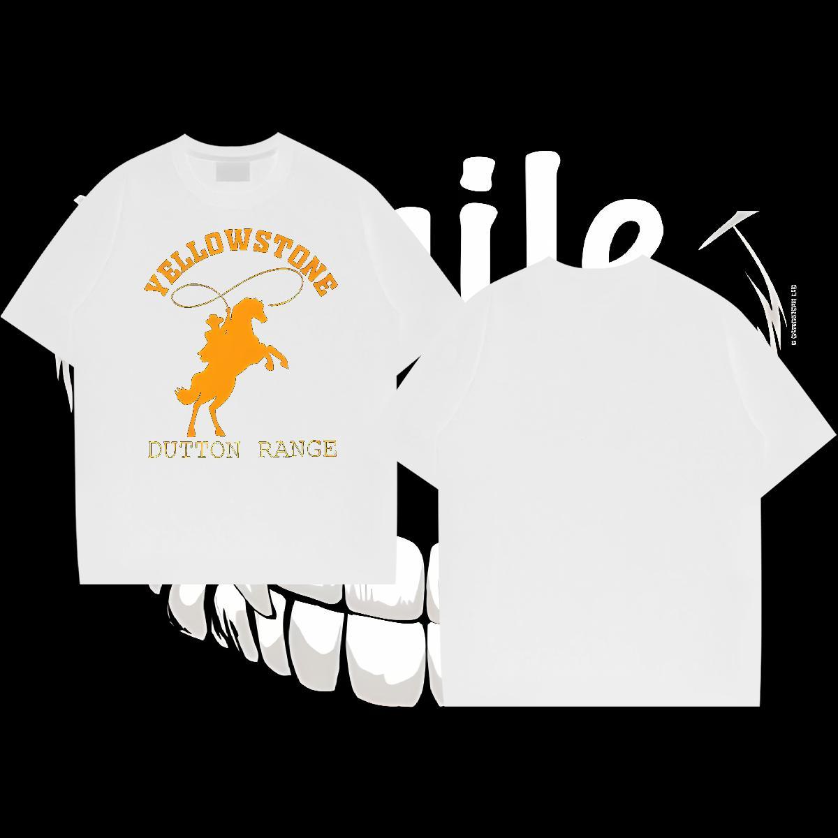 Designer T Shirt For Man 230g 100% Cotton horse Daily Outfit Clothings O Neck Short Sleeves Unisex Men Tops Tees Floral Print