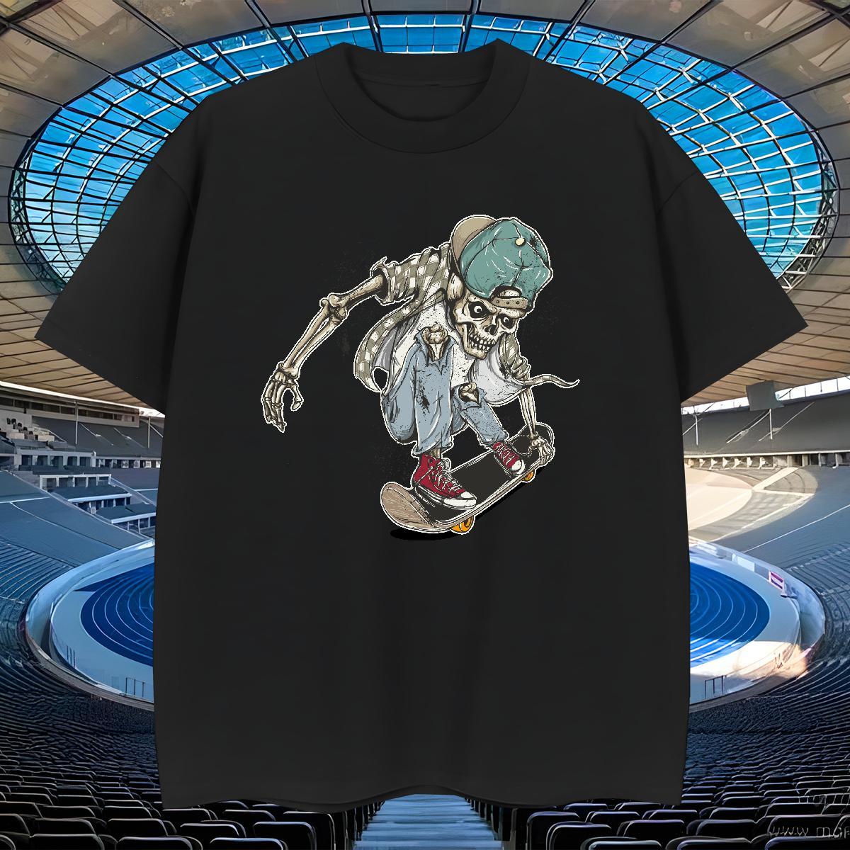 Fashion New Men T Shirts skull Clothings 230g Cotton Sport Brand Custom Cartoon Breathable Crew Neck Tshirt for Man Woman